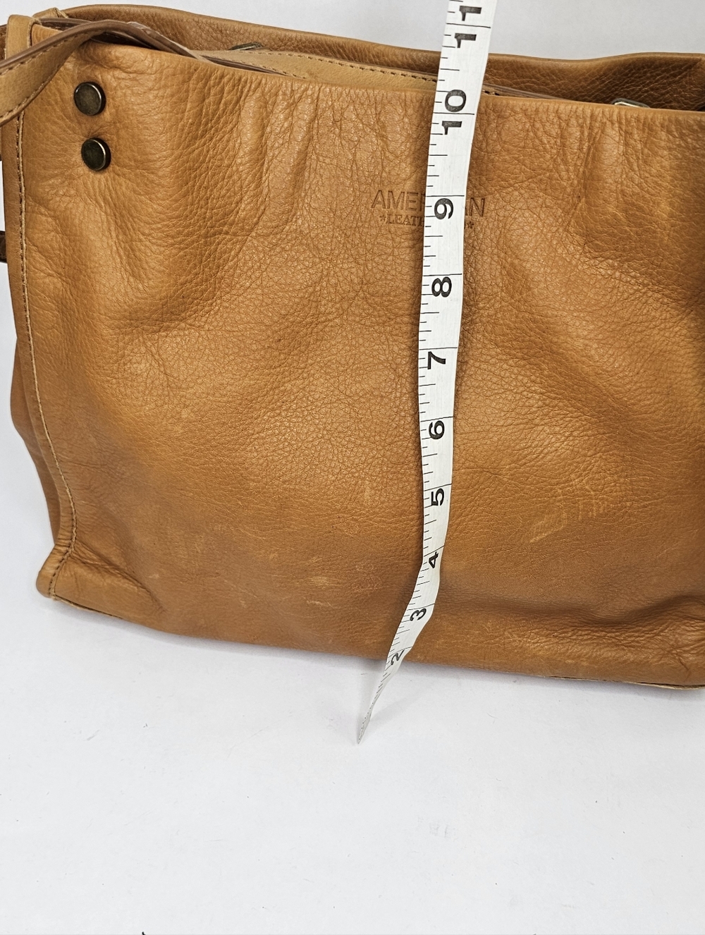 American Leather Co. Lenox Triple Entry Satchel Cafe Latte - Picture 8 of 13